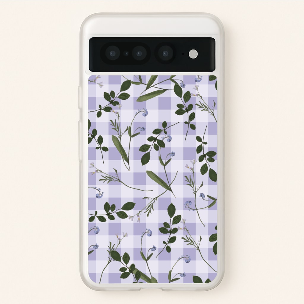 Checkered Pressed Flowers Pattern - Floral Phone Case for Google Pixel 7 Pro