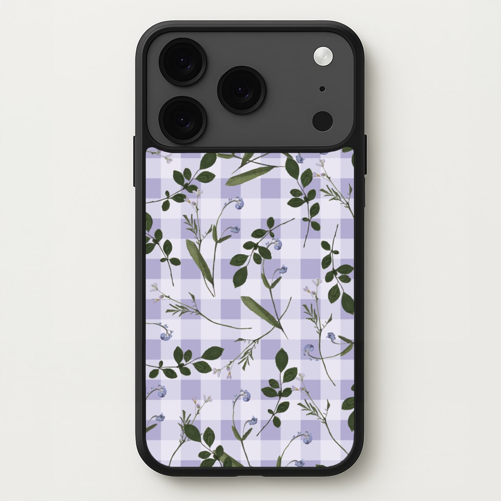 Checkered Pressed Flowers Pattern Phone Case for iPhone 17 Pro