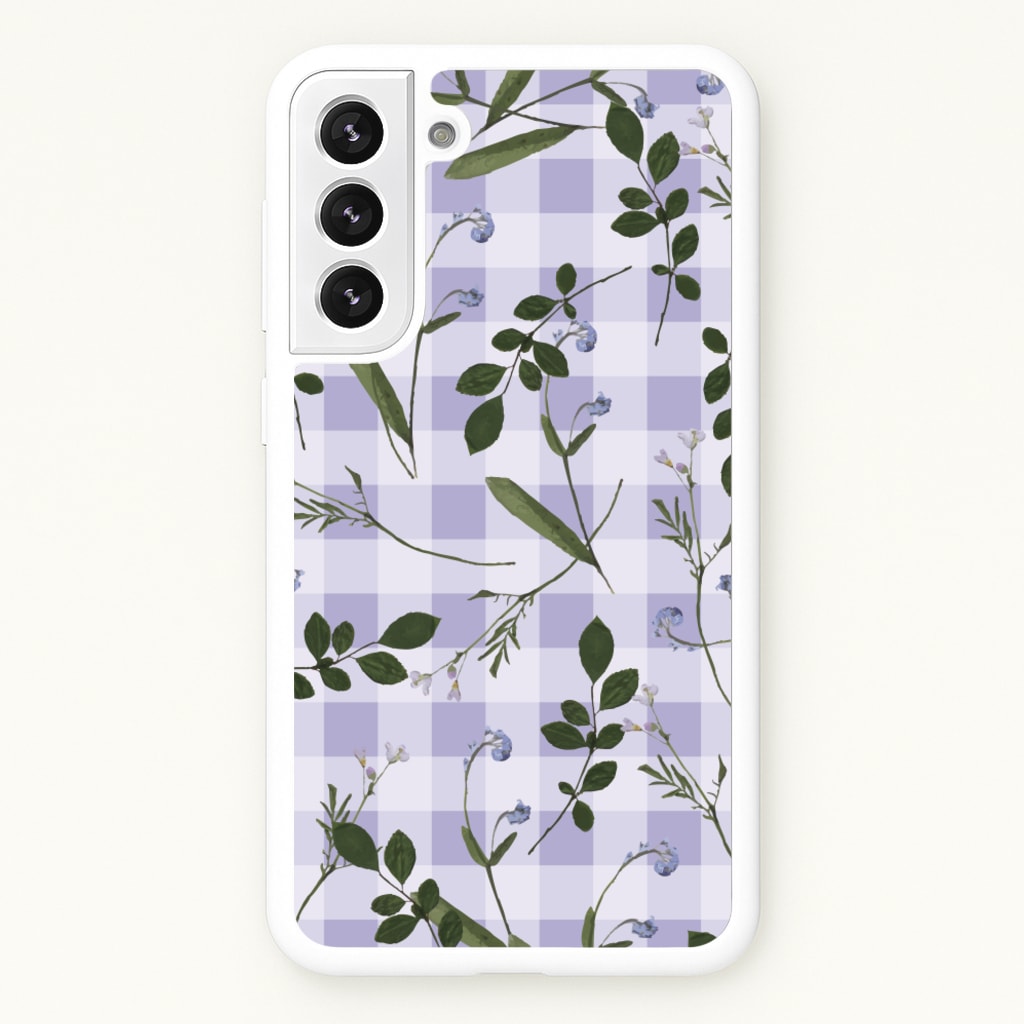 Checkered Pressed Flowers Pattern - Floral Phone Case for Galaxy S22 Plus