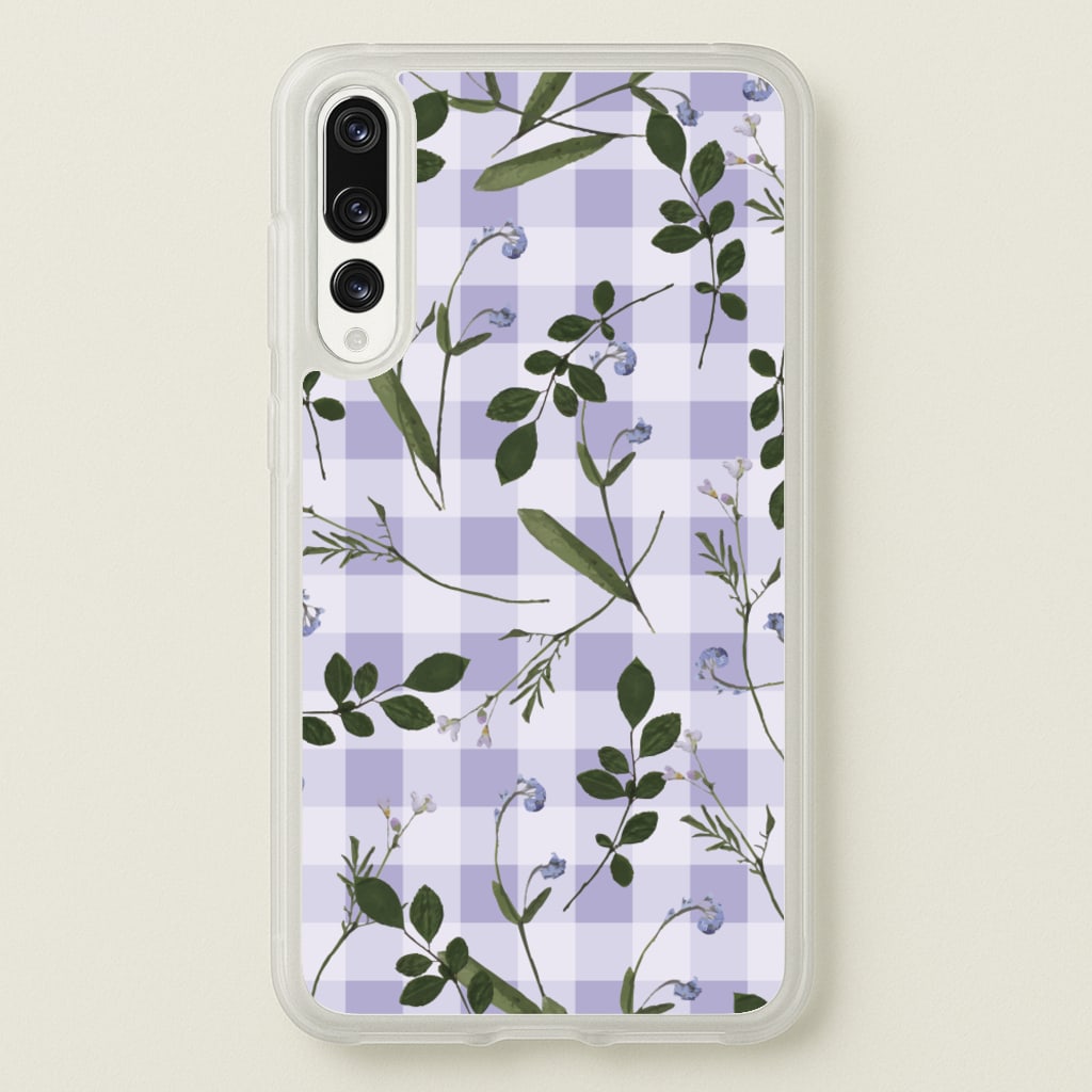 Checkered Pressed Flowers Pattern - Floral Phone Case for Huawei P20 Pro