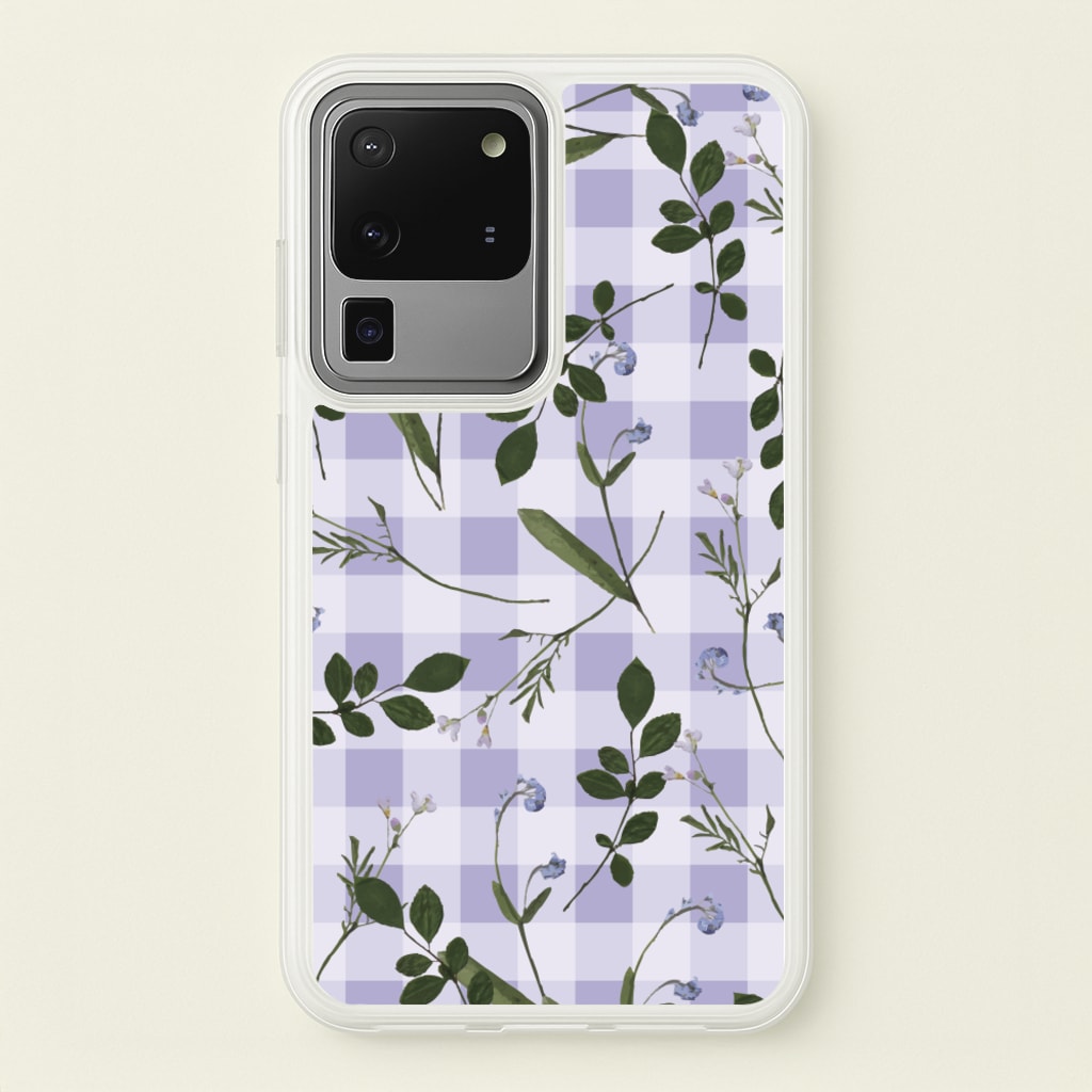 Checkered Pressed Flowers Pattern - Floral Phone Case for Galaxy S20 Ultra