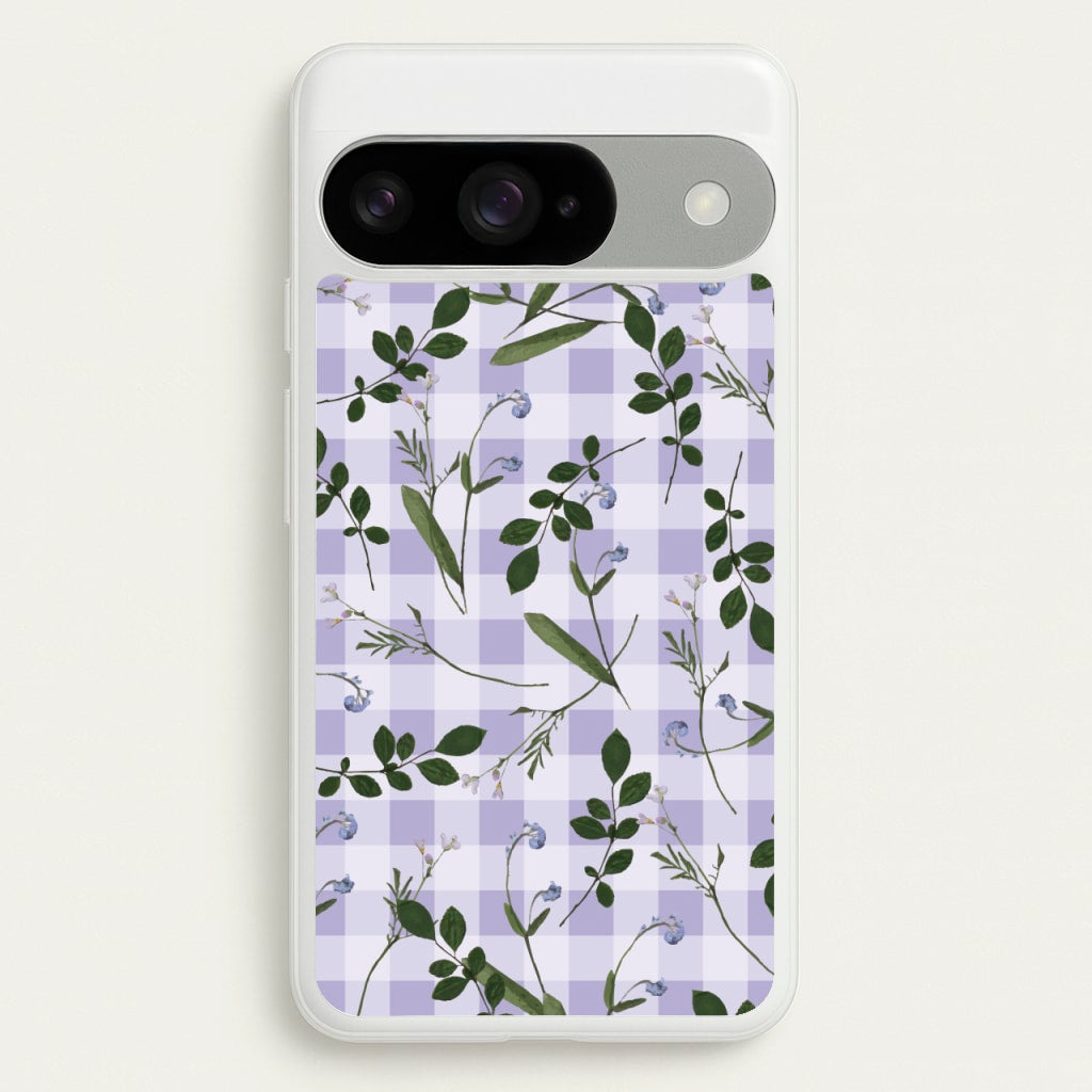 Checkered Pressed Flowers Pattern Phone Case for Google Pixel 10 / 10 Pro