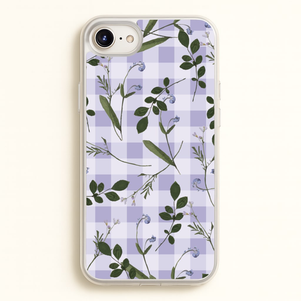 Checkered Pressed Flowers Pattern - Floral Phone Case for iPhone 6 / 7 / 8 / SE