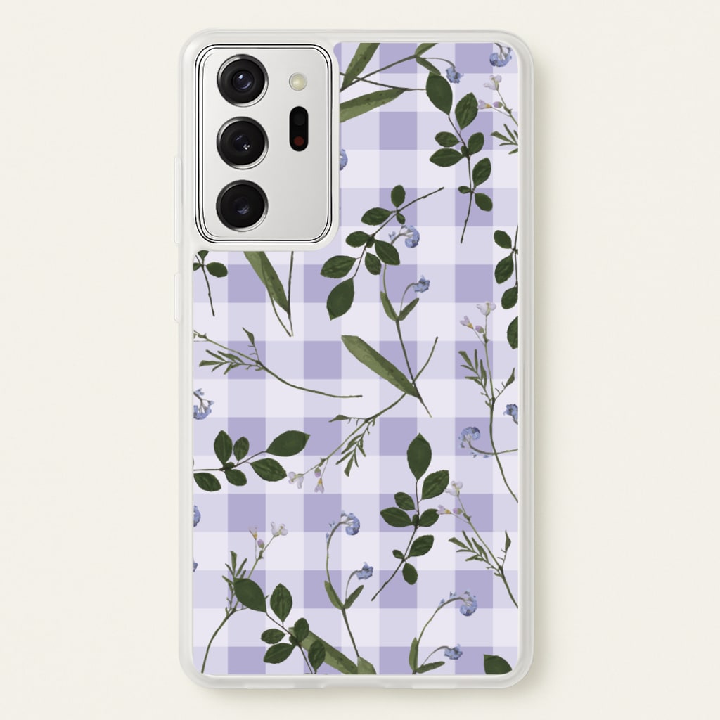 Checkered Pressed Flowers Pattern - Floral Phone Case for Galaxy Note 20 Ultra