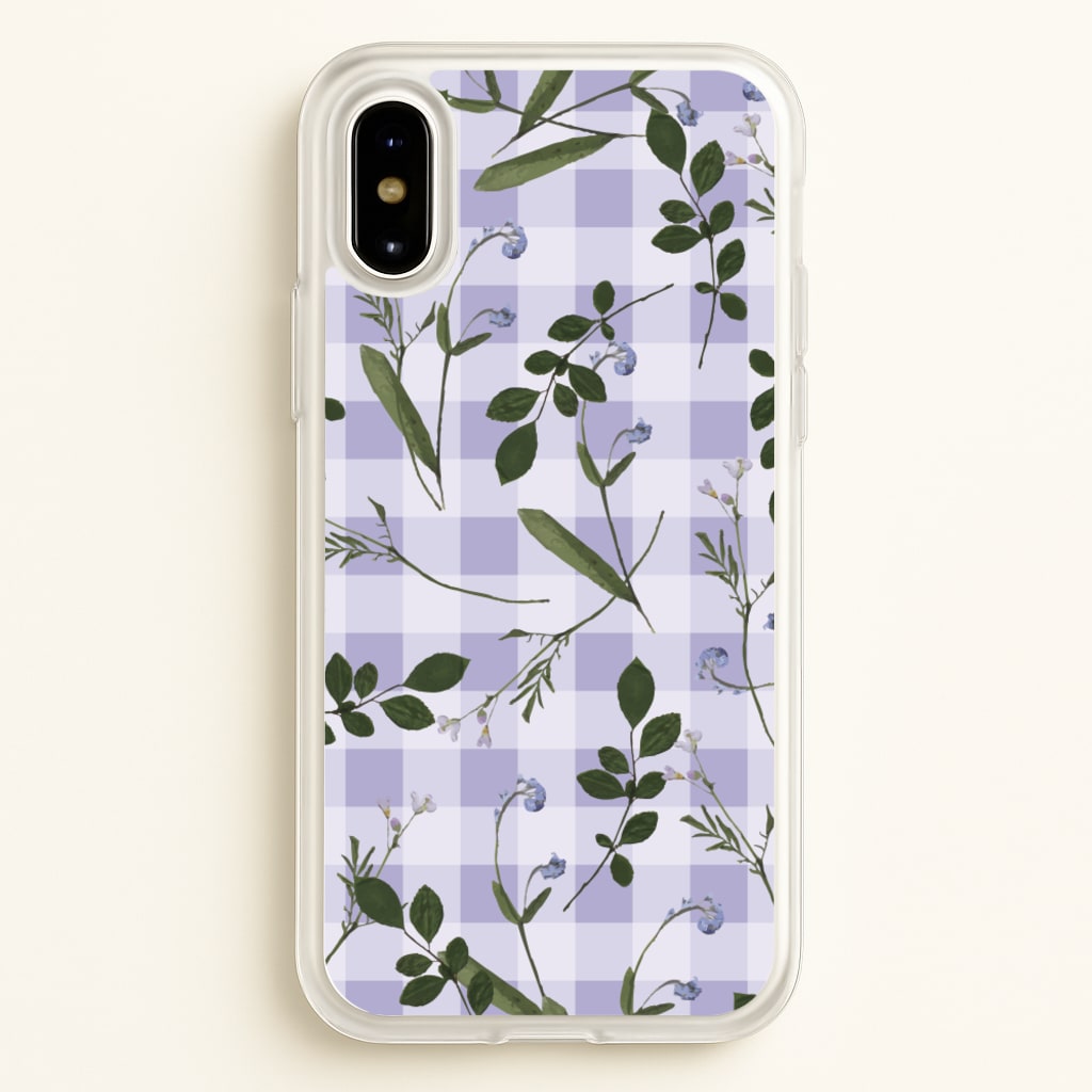 Checkered Pressed Flowers Pattern - Floral Phone Case for iPhone X / XS