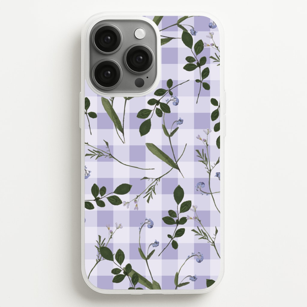 Checkered Pressed Flowers Pattern - Floral Phone Case for iPhone 13 Pro Max