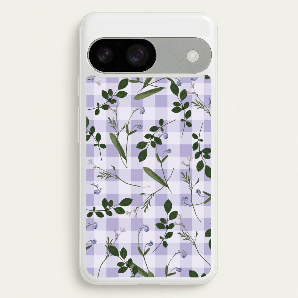 Checkered Pressed Flowers Pattern - Floral Phone Case for Google Pixel 9 / 9 Pro