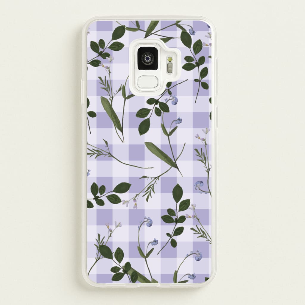 Checkered Pressed Flowers Pattern - Floral Phone Case for Galaxy S9