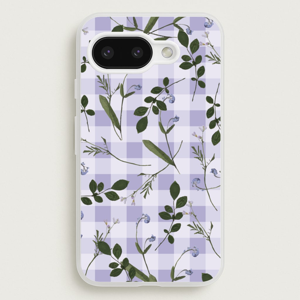 Checkered Pressed Flowers Pattern - Floral Phone Case for Google Pixel 9a