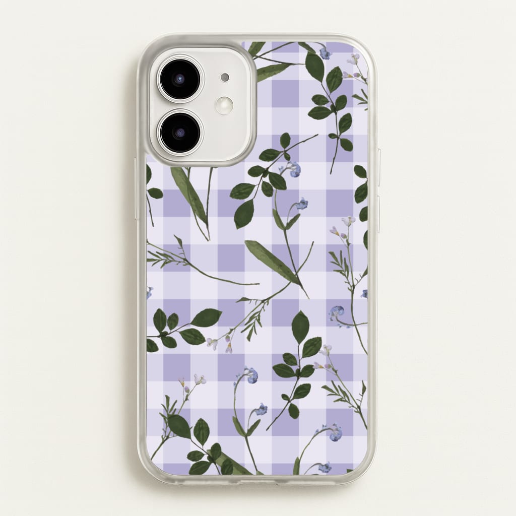 Checkered Pressed Flowers Pattern - Floral Phone Case for iPhone 12 Mini