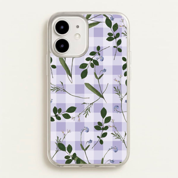 Checkered Pressed Flowers Pattern - Floral Phone Case for iPhone 12 Mini