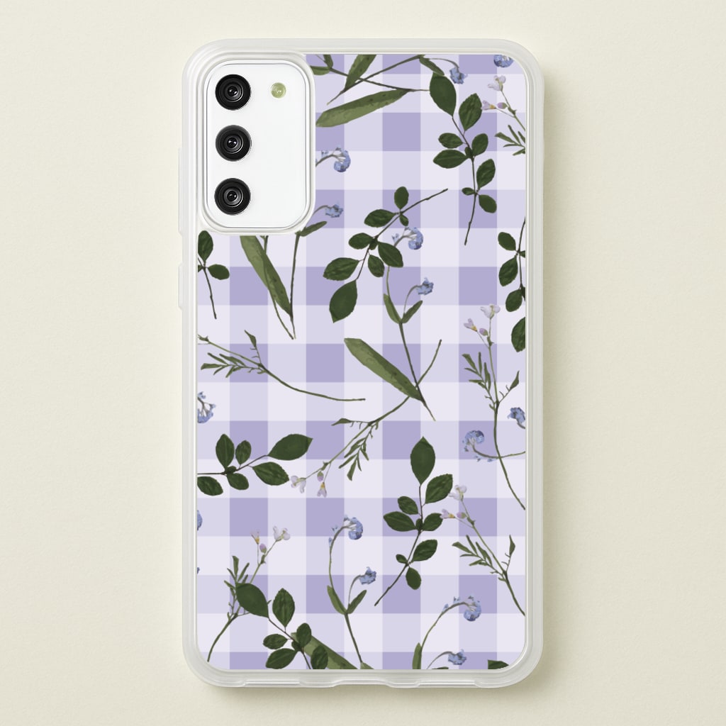 Checkered Pressed Flowers Pattern - Floral Phone Case for Galaxy A41