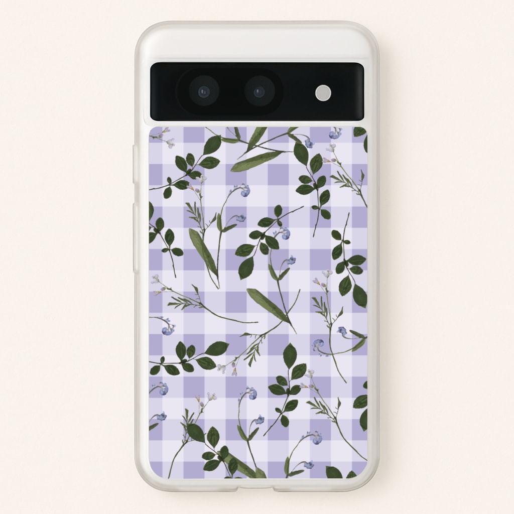 Checkered Pressed Flowers Pattern - Floral Phone Case for Google Pixel 8a