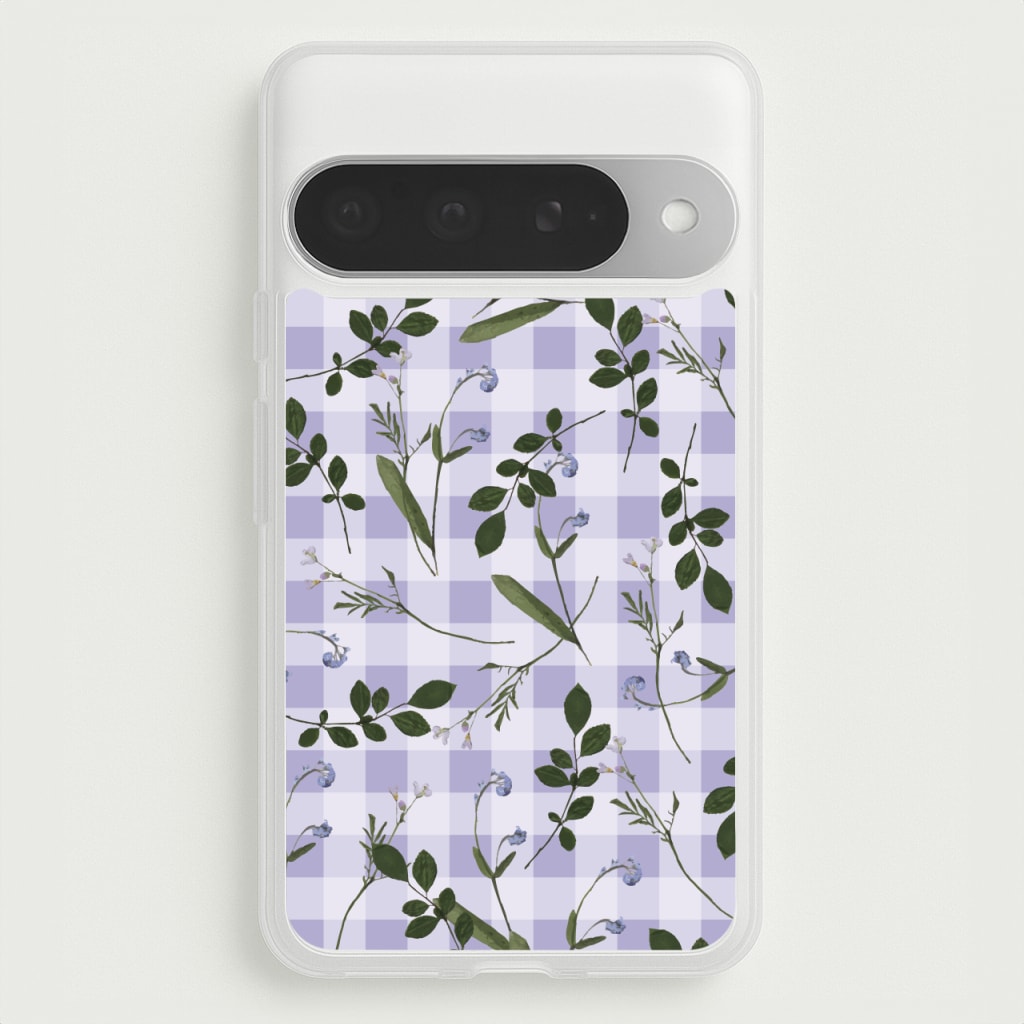 Checkered Pressed Flowers Pattern Phone Case for Google Pixel 10 Pro XL