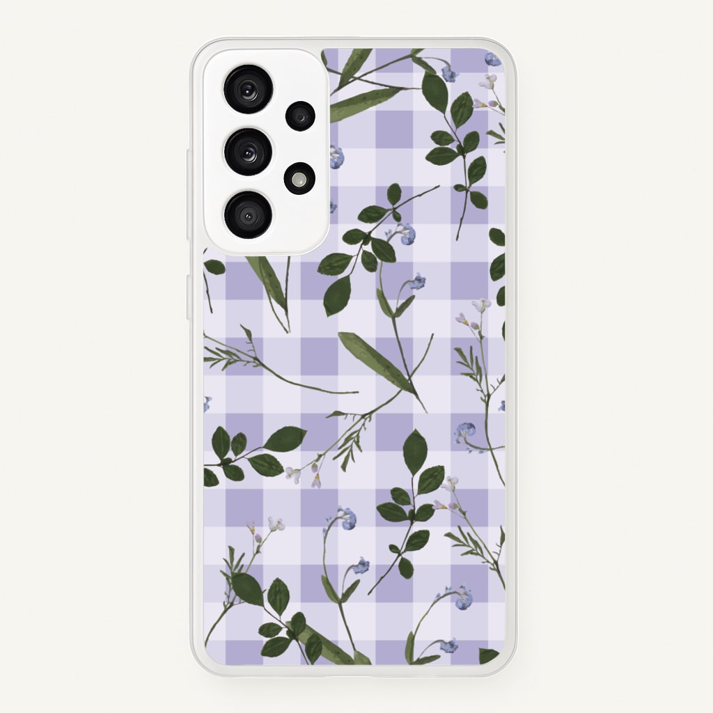 Checkered Pressed Flowers Pattern - Floral Phone Case for Galaxy A33