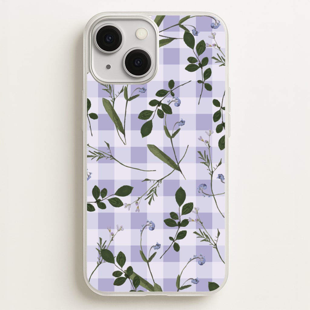 Checkered Pressed Flowers Pattern - Floral Phone Case for iPhone 13 Mini