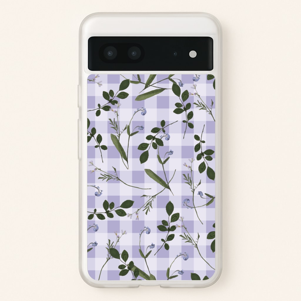 Checkered Pressed Flowers Pattern - Floral Phone Case for Google Pixel 7