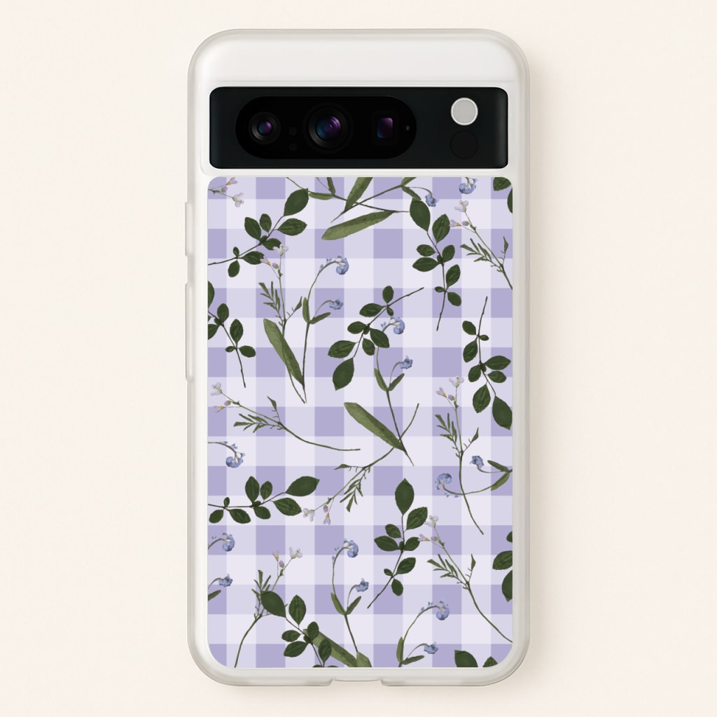 Checkered Pressed Flowers Pattern - Floral Phone Case for Google Pixel 8 Pro