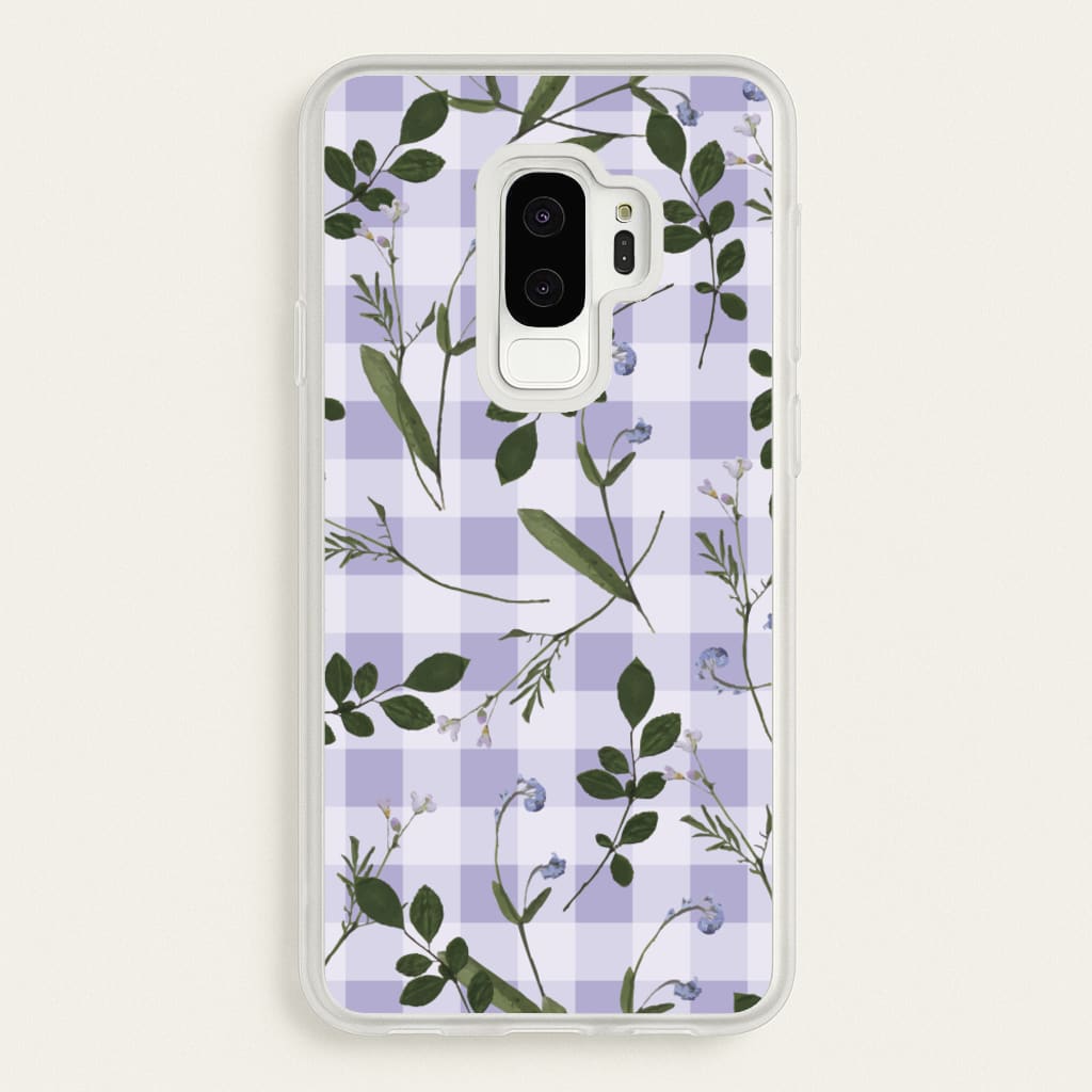 Checkered Pressed Flowers Pattern - Floral Phone Case for Galaxy S9 Plus