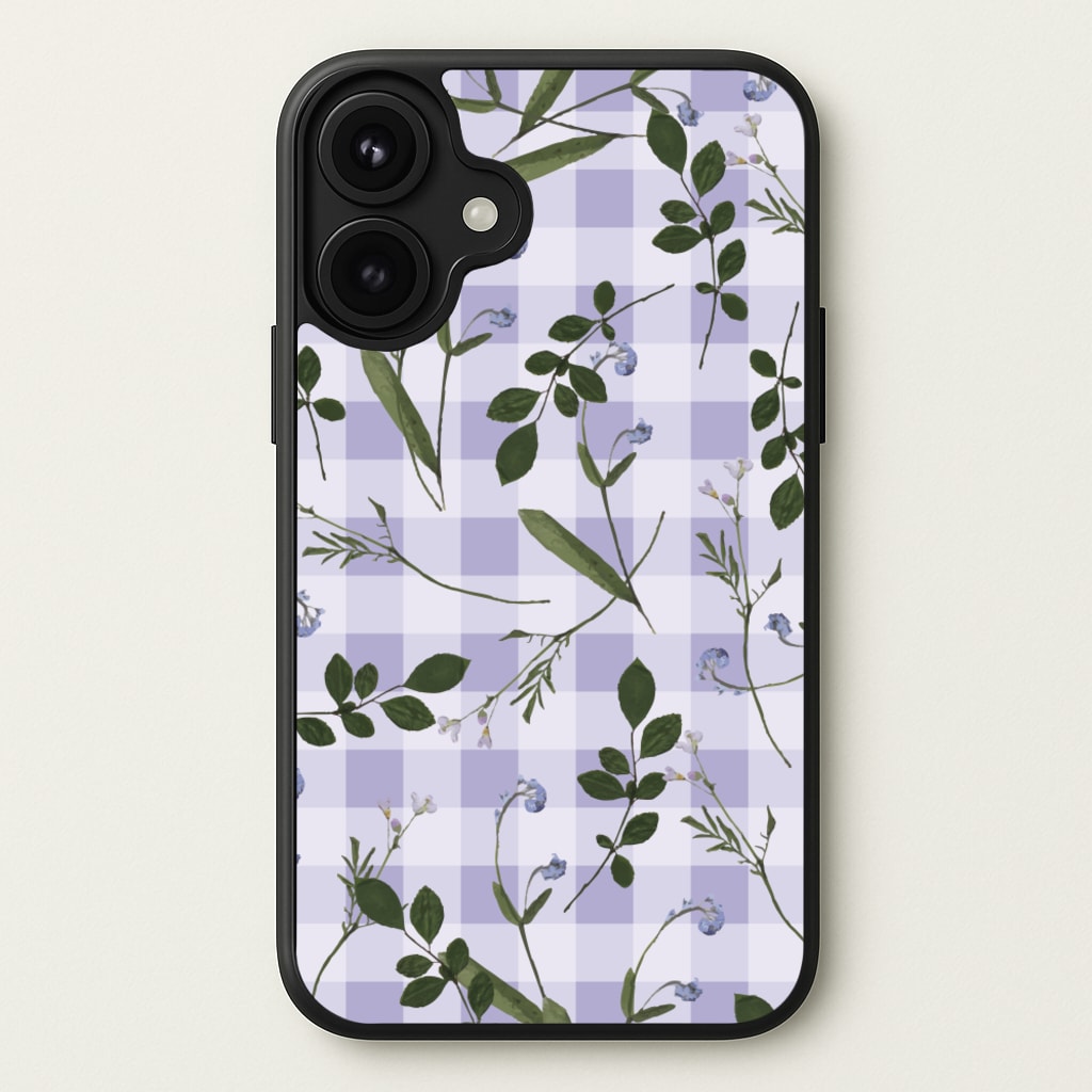 Checkered Pressed Flowers Pattern Phone Case for iPhone 17
