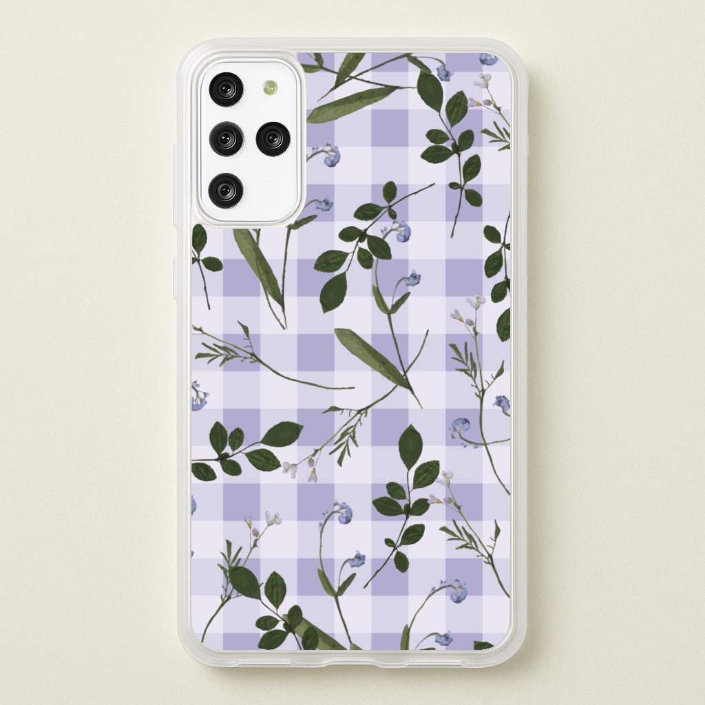 Checkered Pressed Flowers Pattern - Floral Phone Case for Galaxy S20 Plus