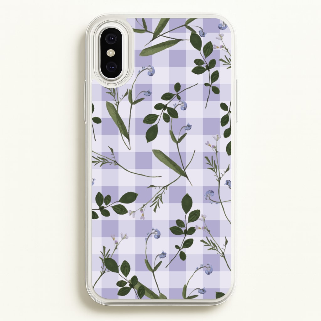 Checkered Pressed Flowers Pattern - Floral Phone Case for iPhone XS Max