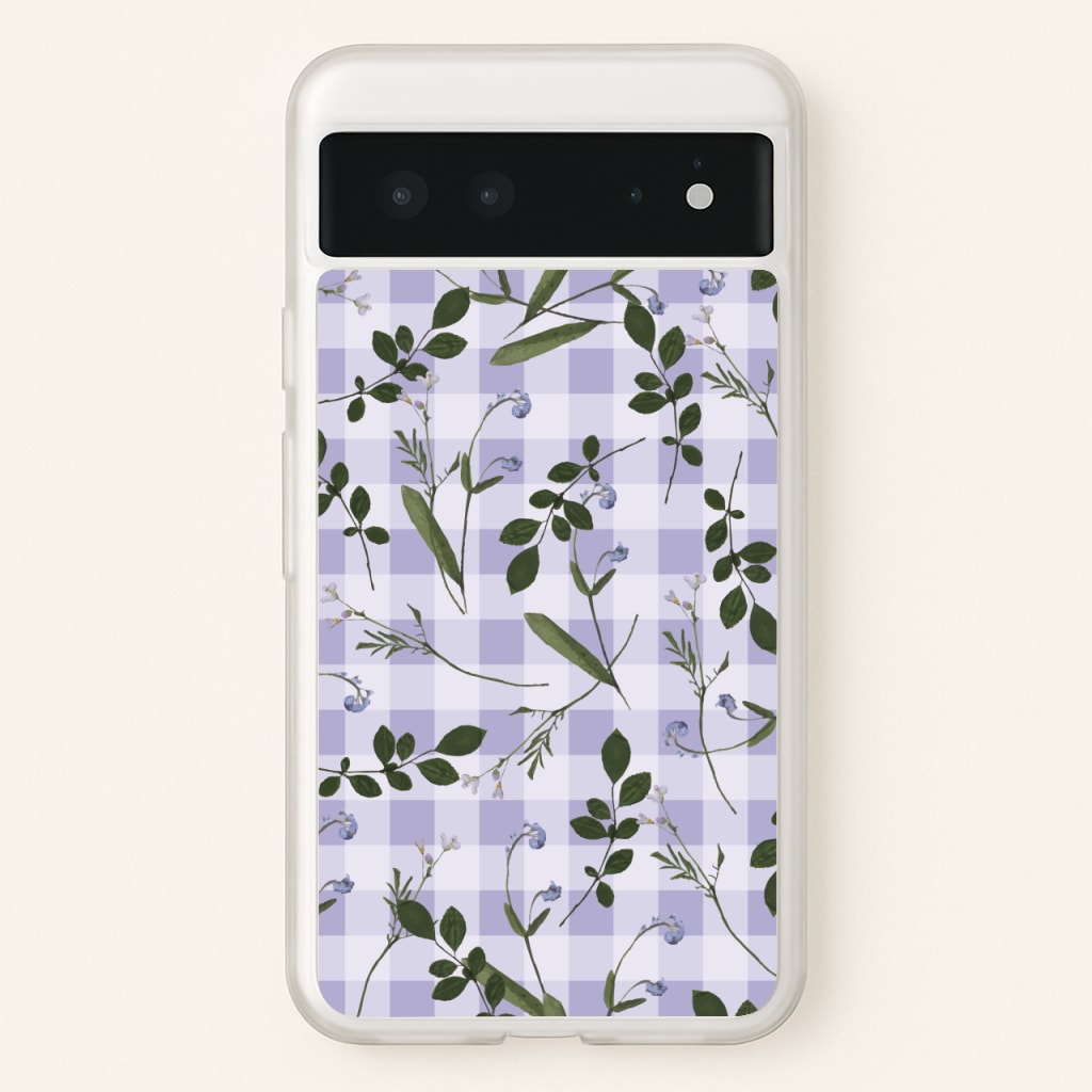 Checkered Pressed Flowers Pattern - Floral Phone Case for Google Pixel 6
