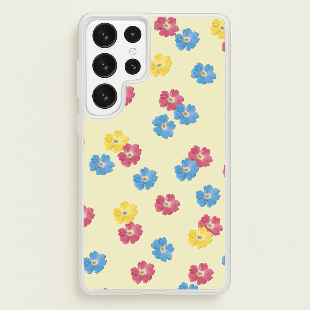 Pastel Pressed Flowers Pattern - Floral Phone Case for Galaxy S23 Ultra