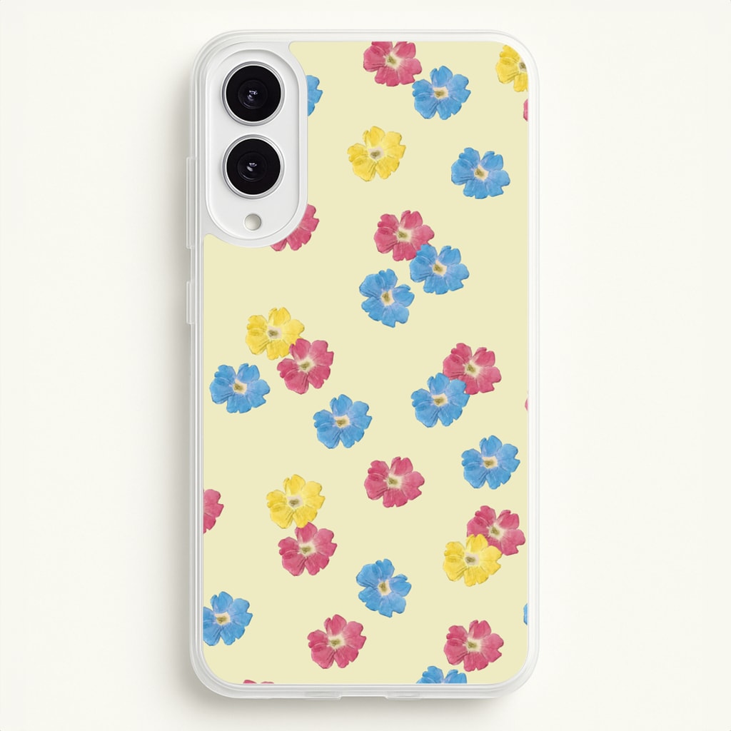 Pastel Pressed Flowers Pattern - Floral Phone Case for Galaxy S25 Edge