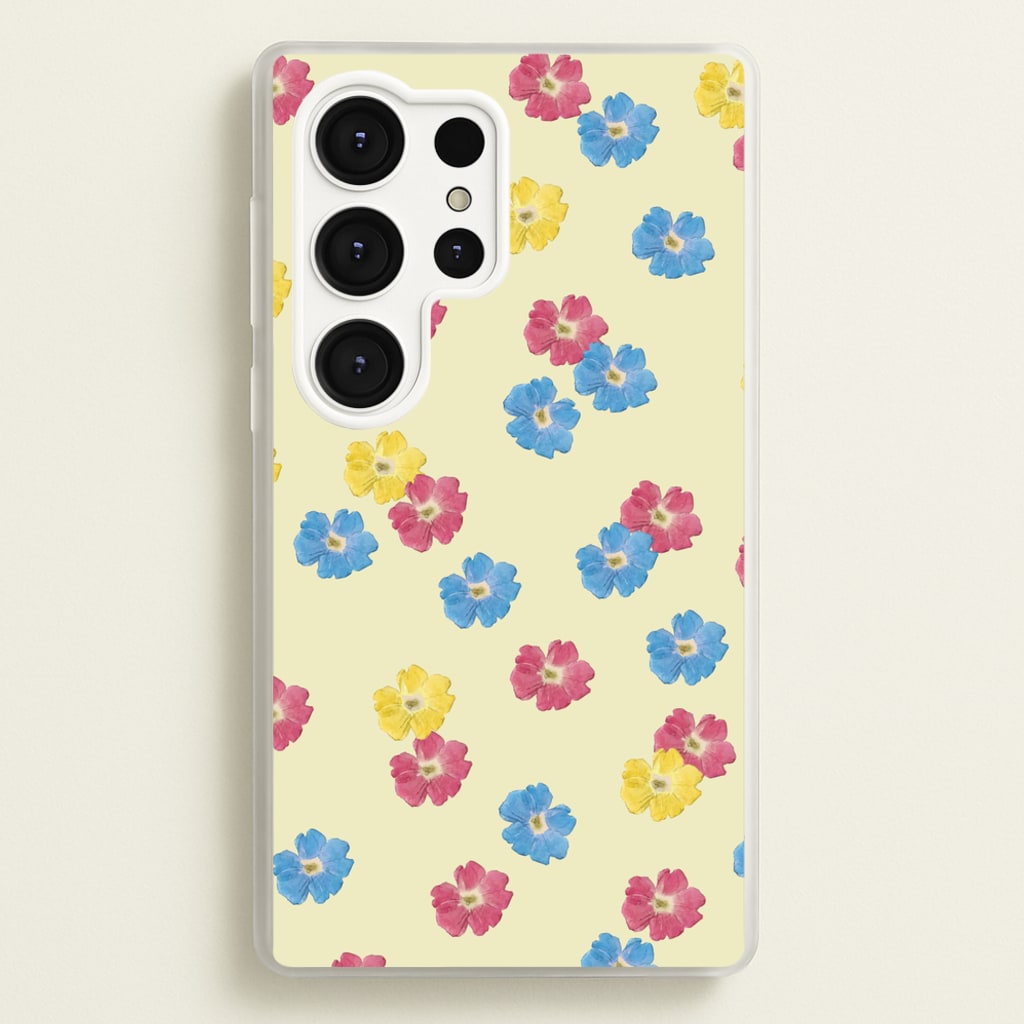 Pastel Pressed Flowers Pattern - Floral Phone Case for Galaxy S25 Ultra