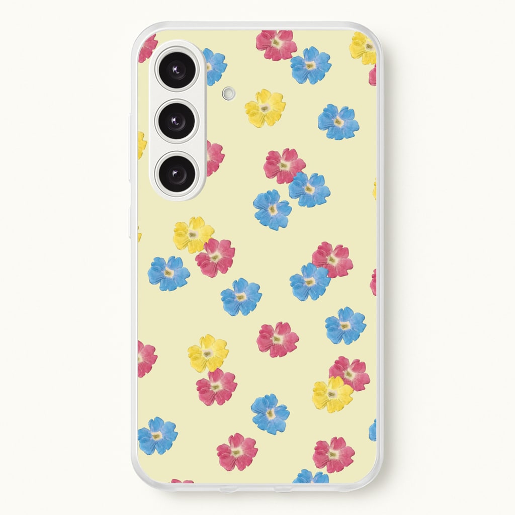 Pastel Pressed Flowers Pattern - Floral Phone Case for Galaxy S25 Plus