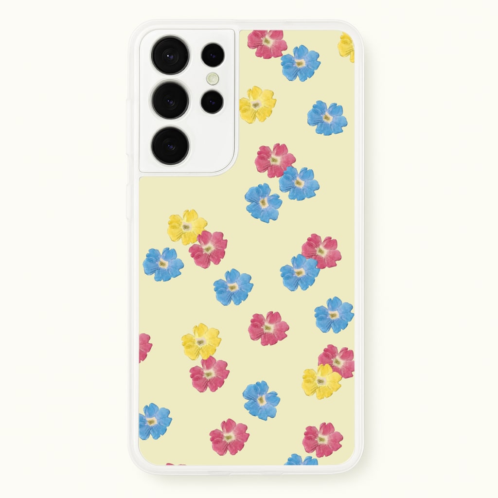 Pastel Pressed Flowers Pattern - Floral Phone Case for Galaxy S21 Ultra