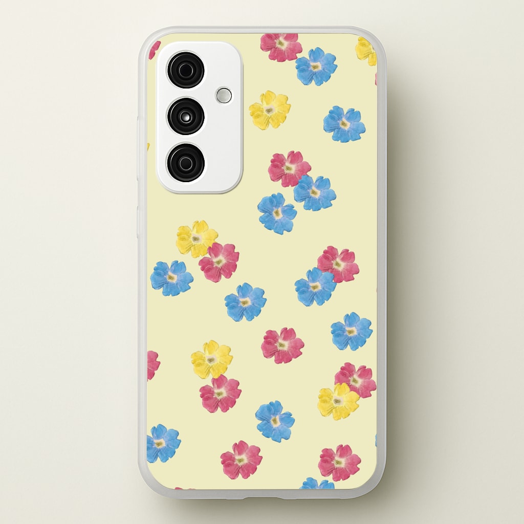 Pastel Pressed Flowers Pattern - Floral Phone Case for Galaxy A55