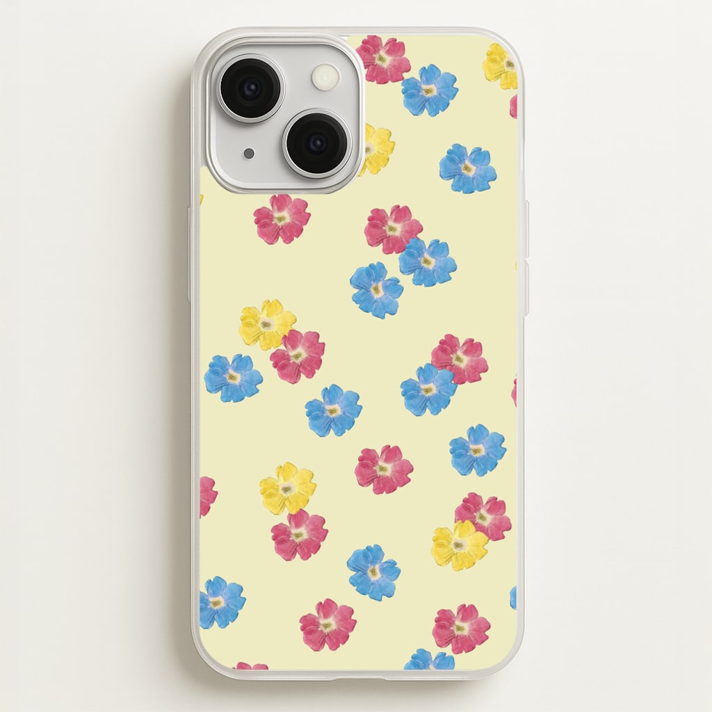 Pastel Pressed Flowers Pattern - Floral Phone Case for iPhone 13 Mini