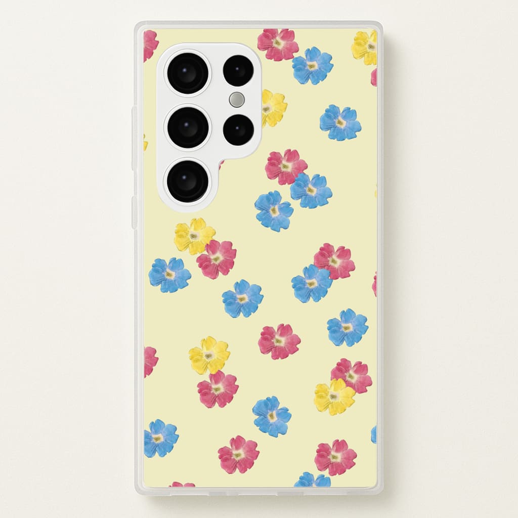 Pastel Pressed Flowers Pattern - Floral Phone Case for Galaxy S24 Ultra