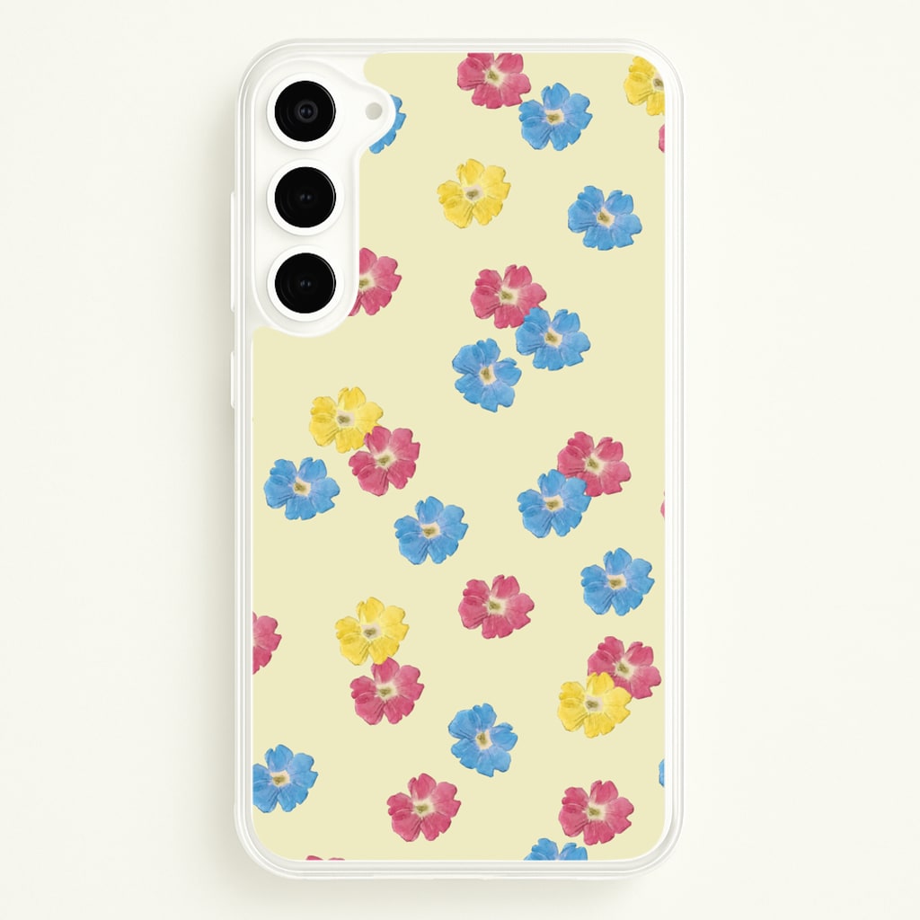 Pastel Pressed Flowers Pattern - Floral Phone Case for Galaxy S23 Plus