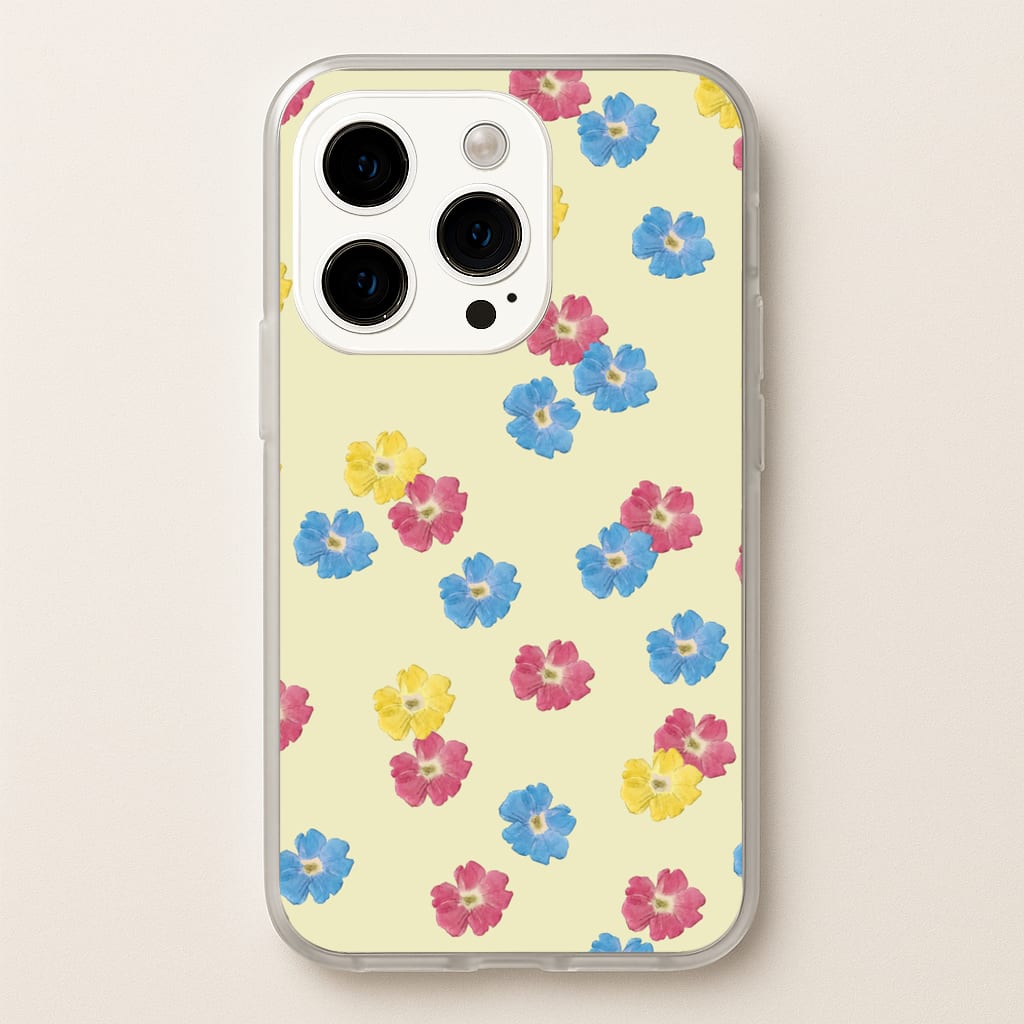 Pastel Pressed Flowers Pattern - Floral Phone Case for iPhone 14 Pro