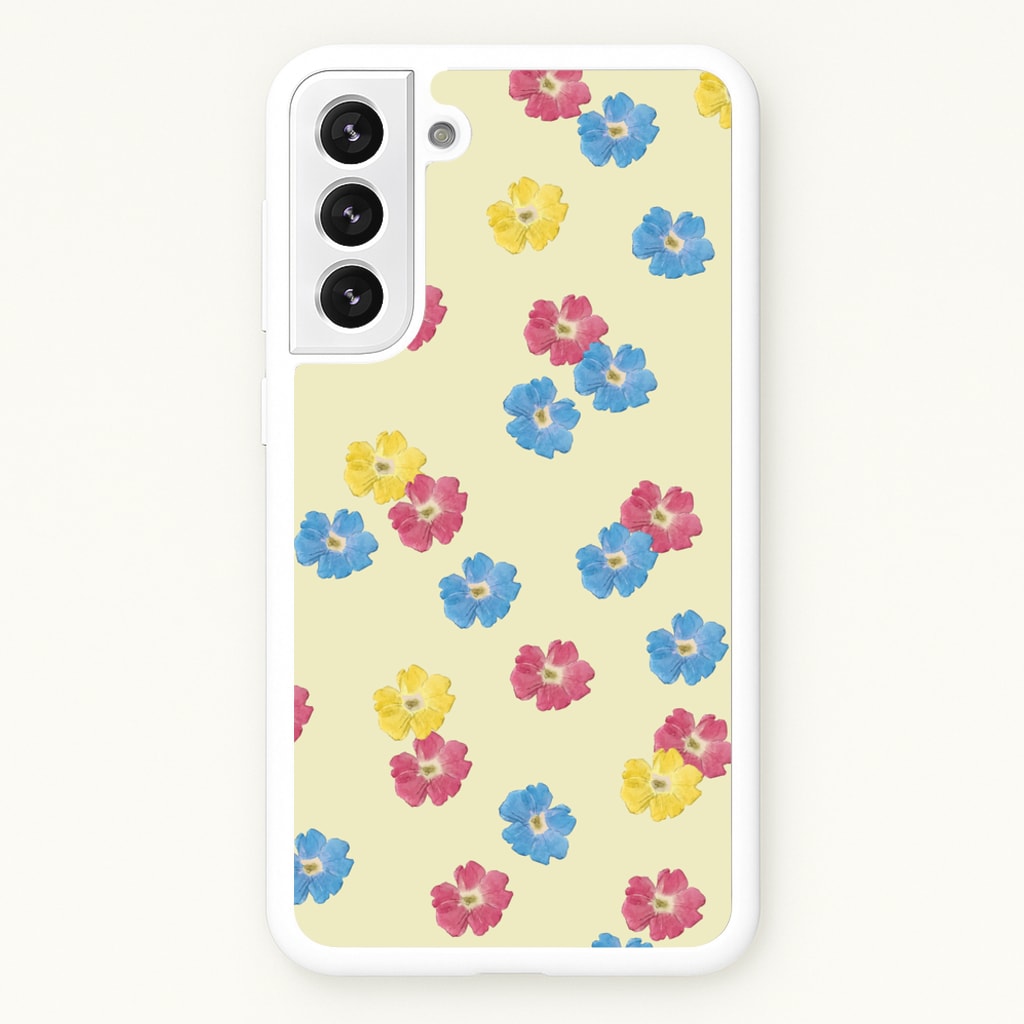 Pastel Pressed Flowers Pattern - Floral Phone Case for Galaxy S22 Plus