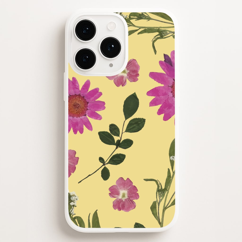 Pressed Plants Yellow - Floral Phone Case for iPhone 16 Pro Max