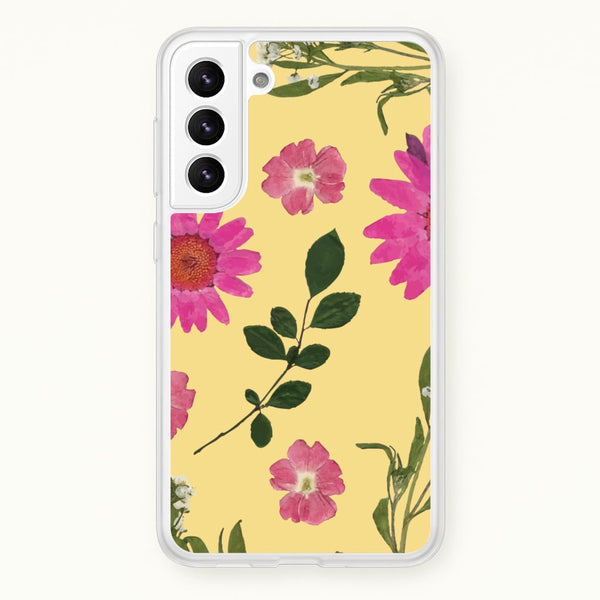 Pressed Plants Yellow - Floral Phone Case for Galaxy S22 Plus