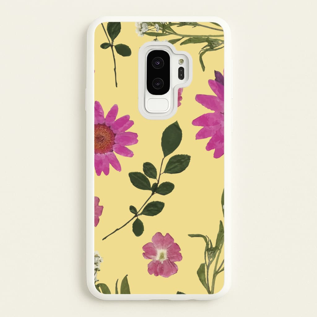 Pressed Plants Yellow - Floral Phone Case for Galaxy S9 Plus