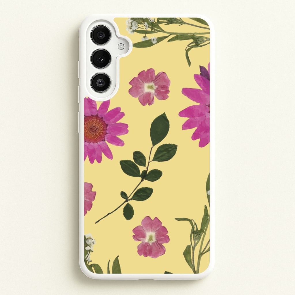 Pressed Plants Yellow - Floral Phone Case for Galaxy A34