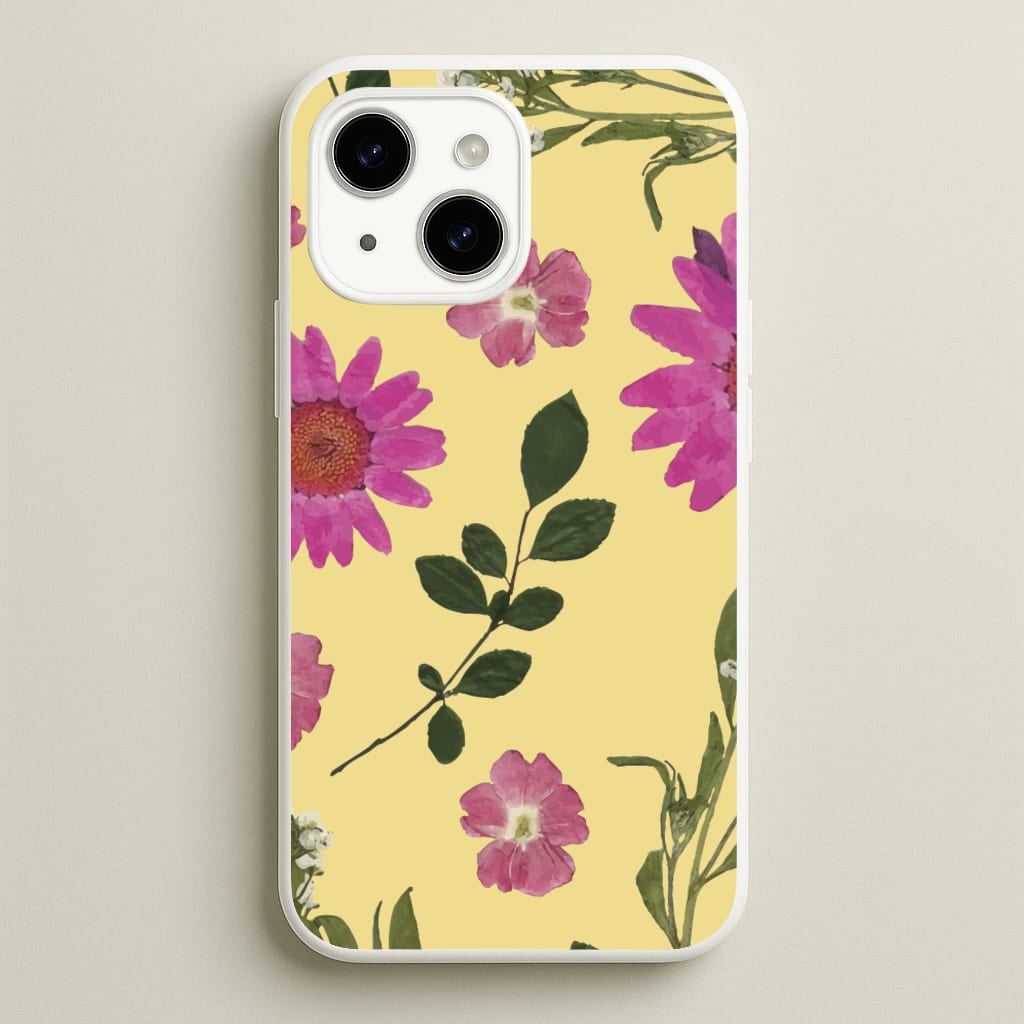 Pressed Plants Yellow - Floral Phone Case for iPhone 15