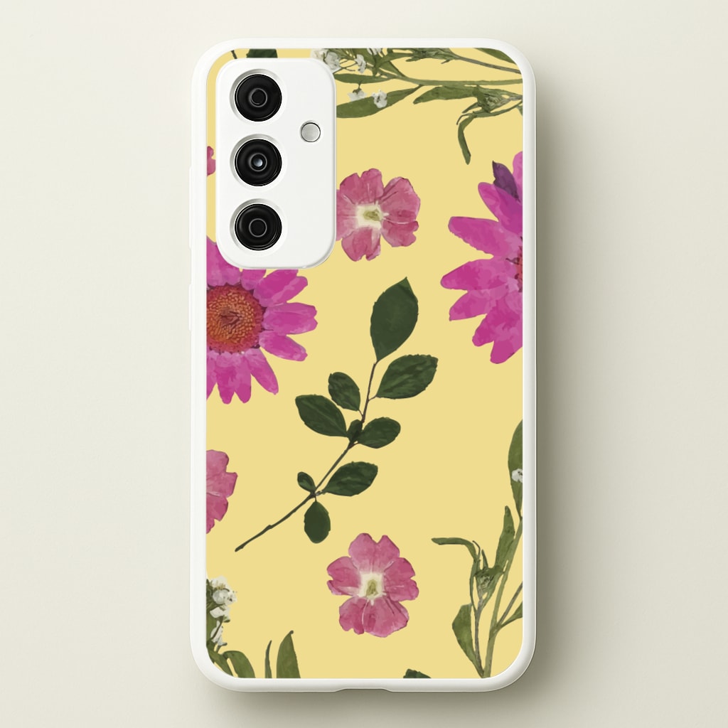 Pressed Plants Yellow - Floral Phone Case for Galaxy A55