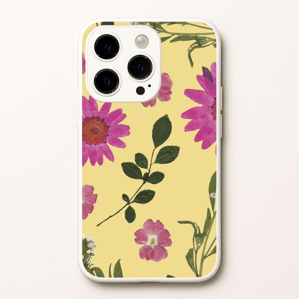 Pressed Plants Yellow - Floral Phone Case for iPhone 14 Pro
