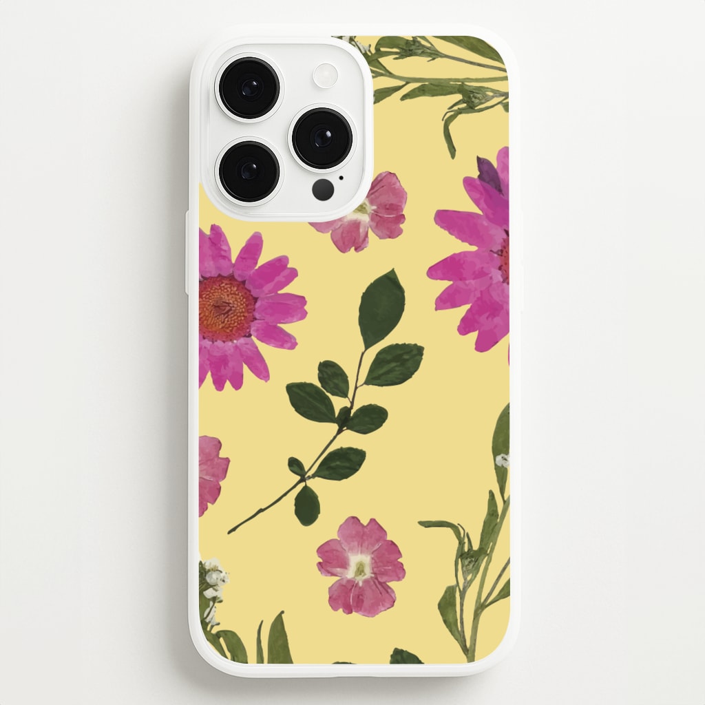 Pressed Plants Yellow - Floral Phone Case for iPhone 13 Pro Max