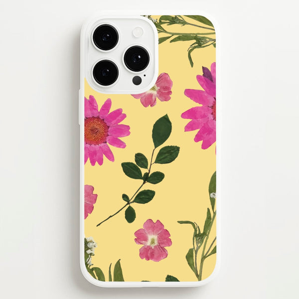 Pressed Plants Yellow - Floral Phone Case for iPhone 13 Pro Max