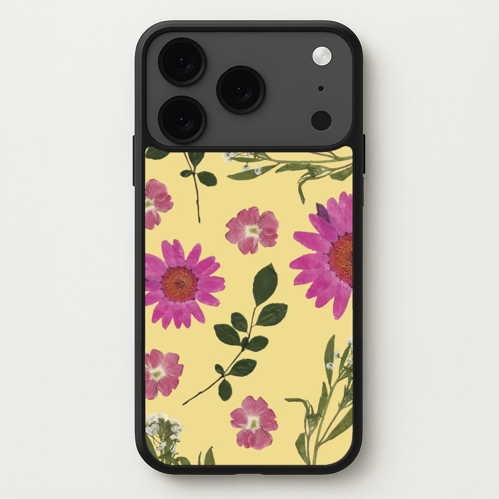 Pressed Plants Yellow Phone Case for iPhone 17 Pro