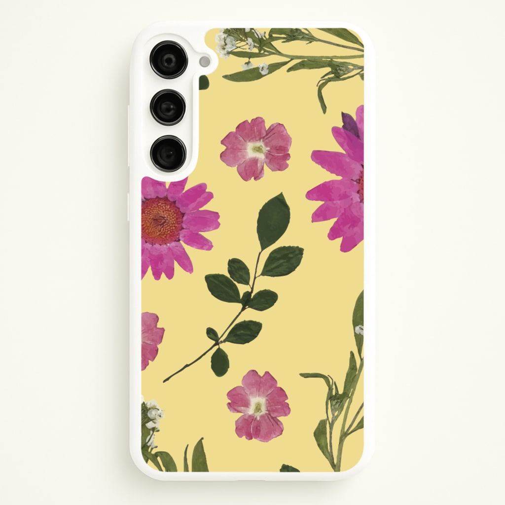Pressed Plants Yellow - Floral Phone Case for Galaxy S23 Plus