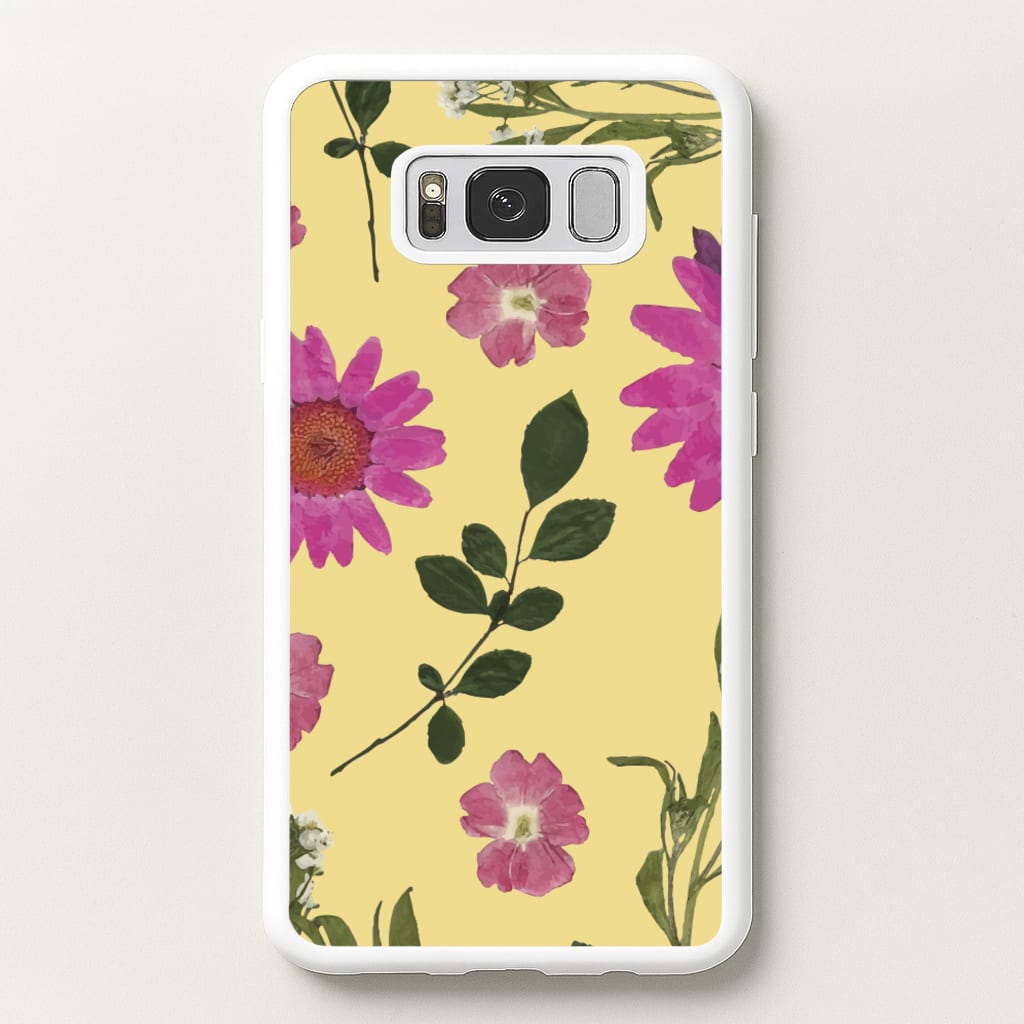 Pressed Plants Yellow - Floral Phone Case for Galaxy S8 Plus